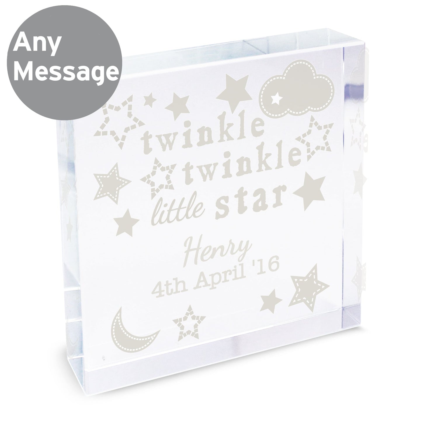 Personalised Twinkle Twinkle Crystal Token: 5 - Crystal Tokens By Gift Moments