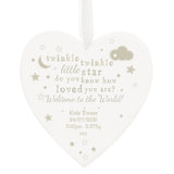 Personalised Twinkle Twinkle Large Wooden Heart Decoration: 3 - Decorations By Gift Moments