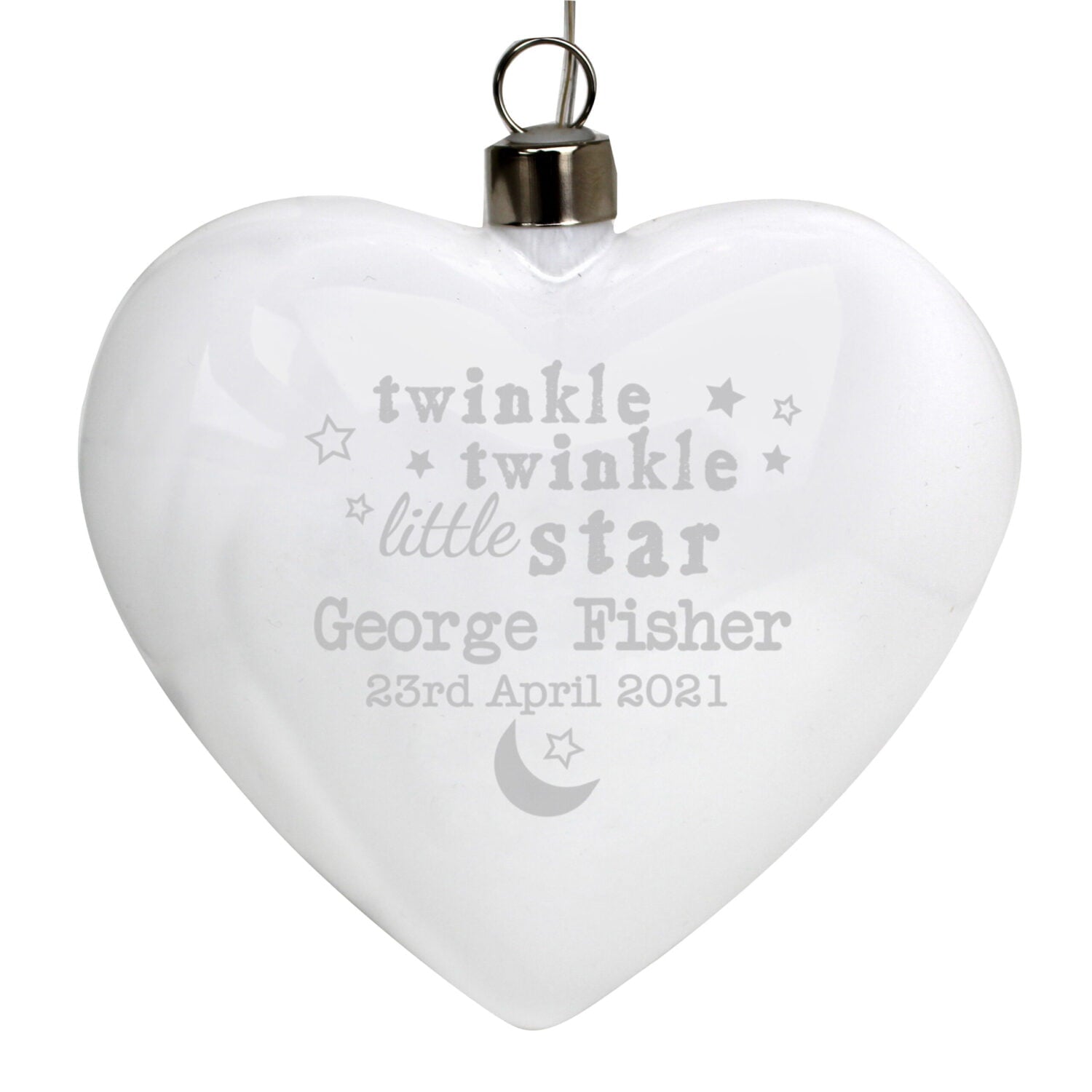 Personalised Twinkle Twinkle LED Hanging Glass Heart: 3 - LED Lighting By Gift Moments