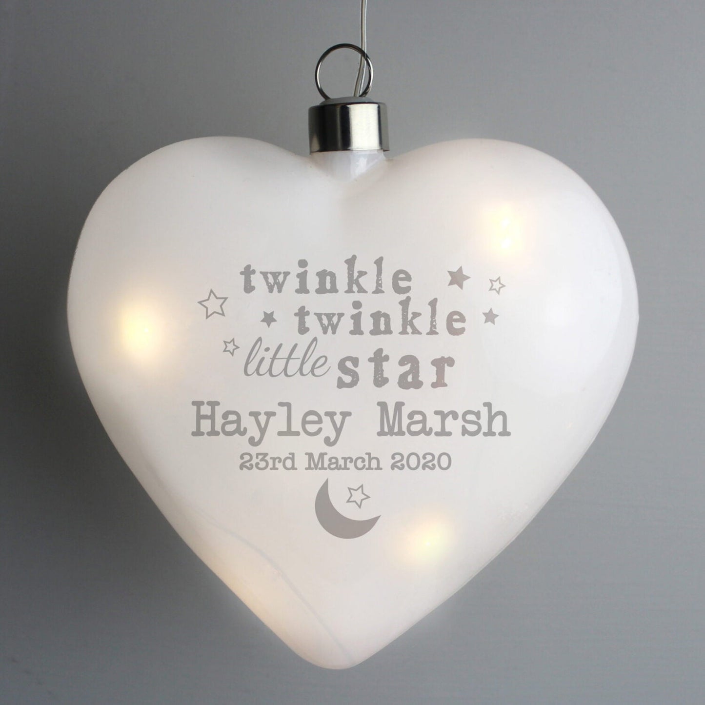 Personalised Twinkle Twinkle LED Hanging Glass Heart: 1 - LED Lighting By Gift Moments