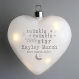 Personalised Twinkle Twinkle LED Hanging Glass Heart: 1 - LED Lighting By Gift Moments