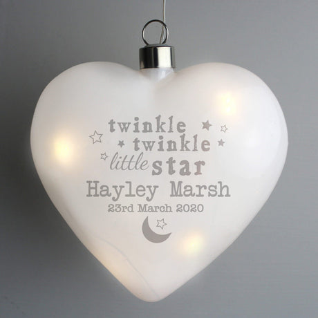 Personalised Twinkle Twinkle LED Hanging Glass Heart: 1 - LED Lighting By Gift Moments