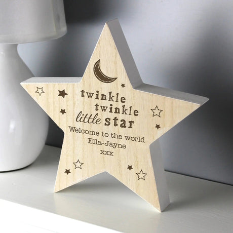 Personalised Twinkle Twinkle Rustic Wooden Star Decoration: 3 - Keepsakes By Gift Moments