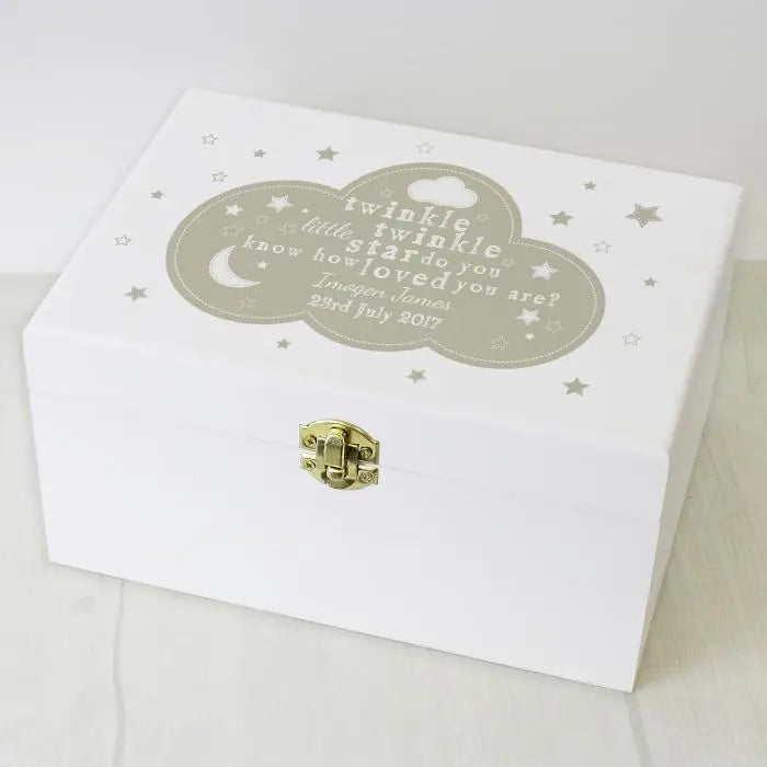 Personalised Twinkle Twinkle White Wooden Keepsake Box: 1 - Keepsake Boxes By Gift Moments
