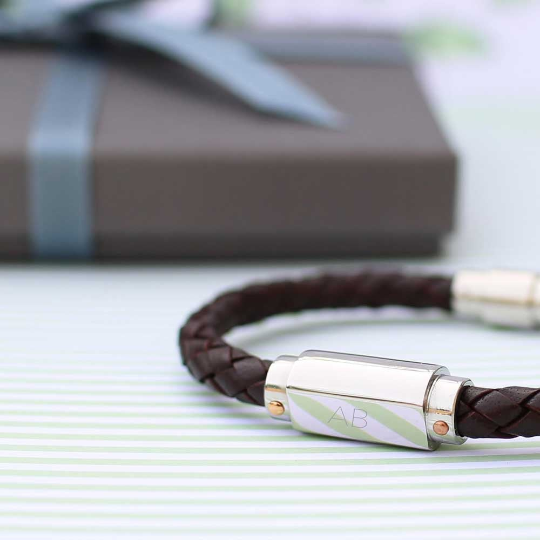 Personalised Twisted Mens Leather Bracelets: 1 - Bracelets By Gift Moments