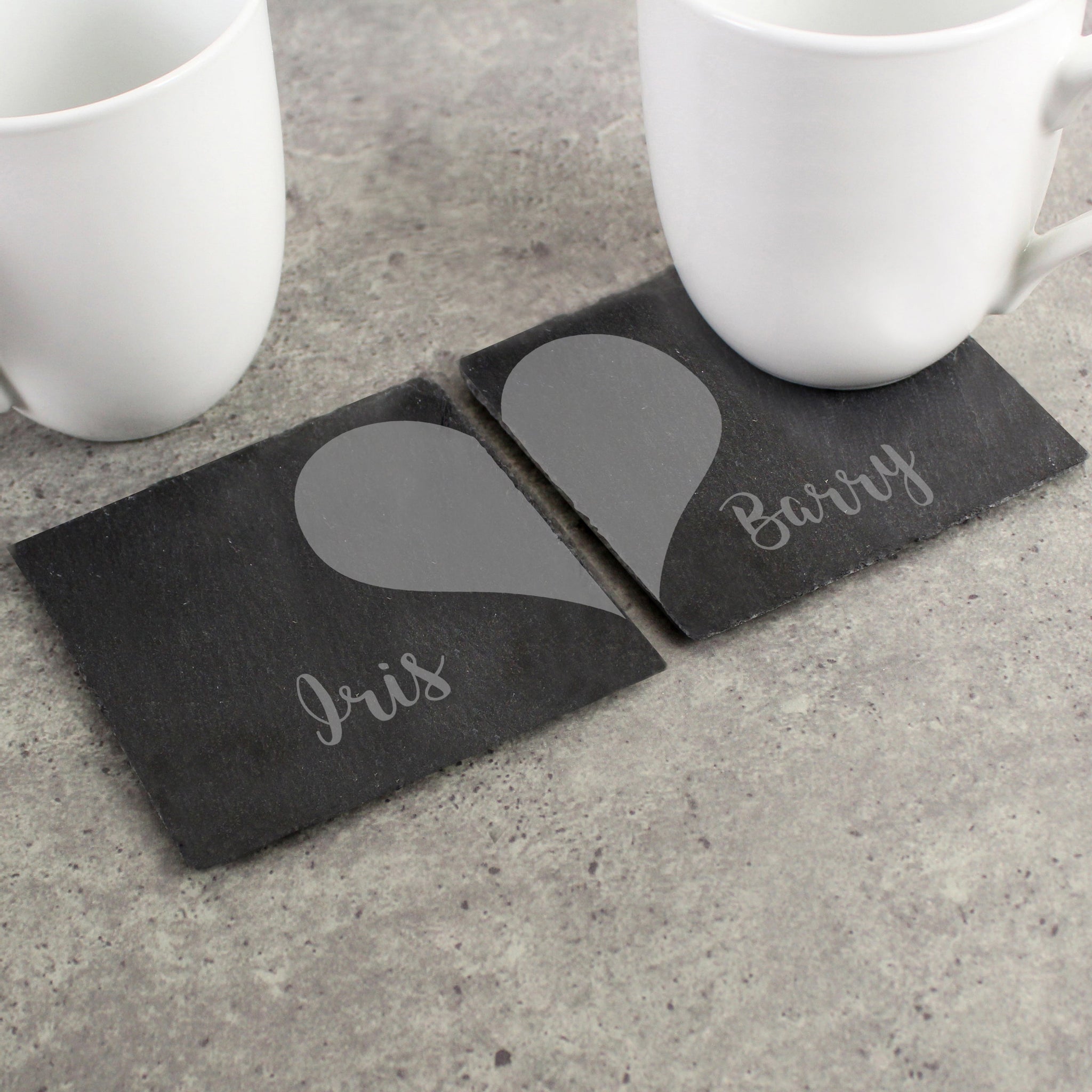 Personalised Two Hearts Slate Coaster Set: 2 - Coasters By Gift Moments