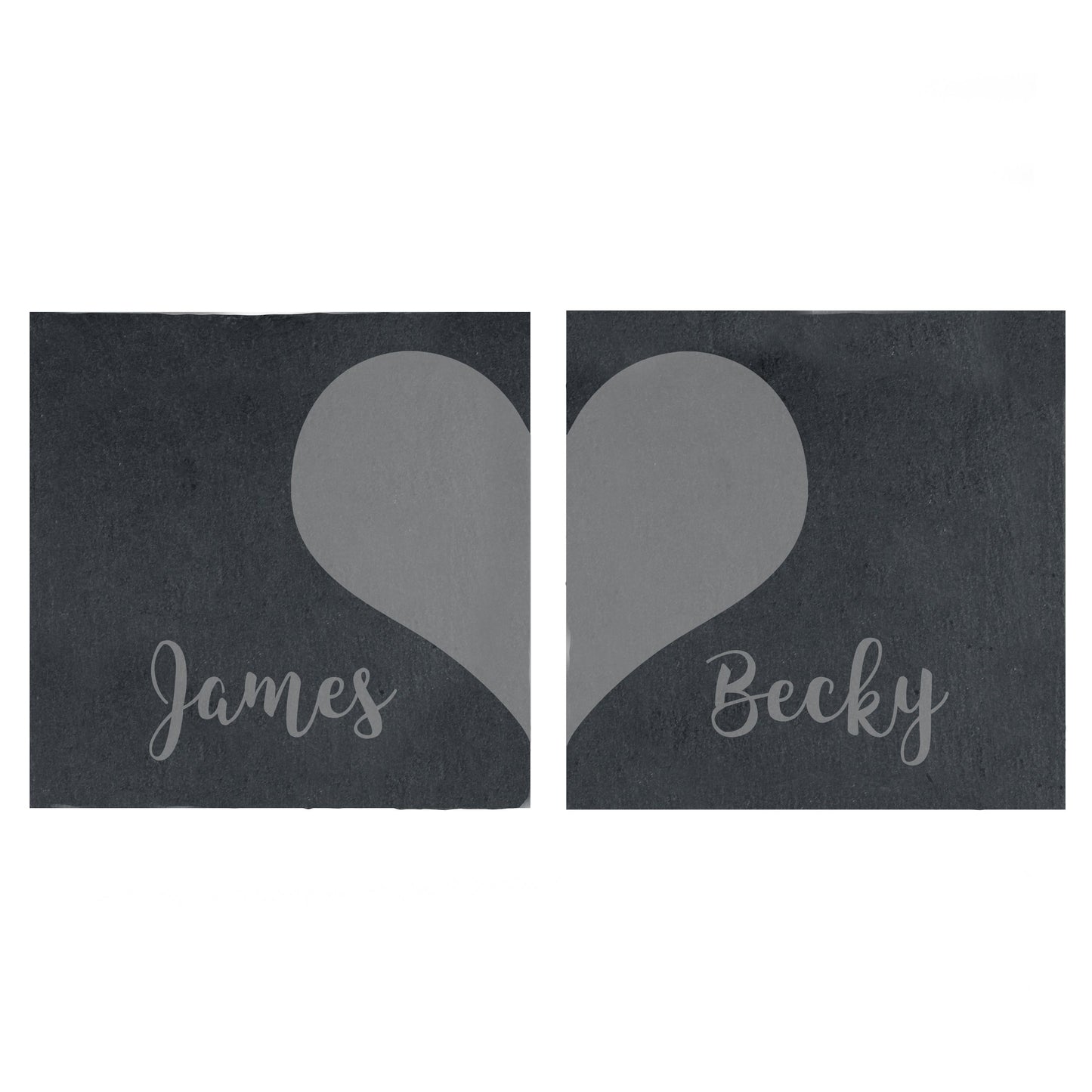 Personalised Two Hearts Slate Coaster Set: 3 - Coasters By Gift Moments
