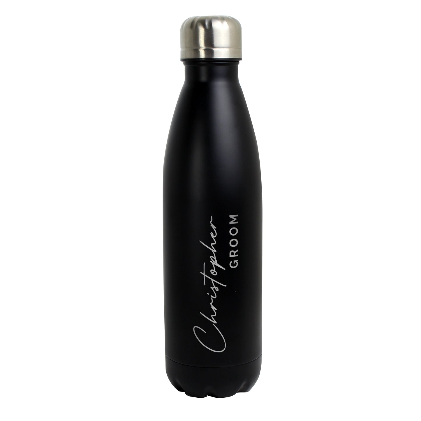 Personalised Two Lines Black Metal Insulated Drinks Bottle: 5 - Water Bottles By Gift Moments