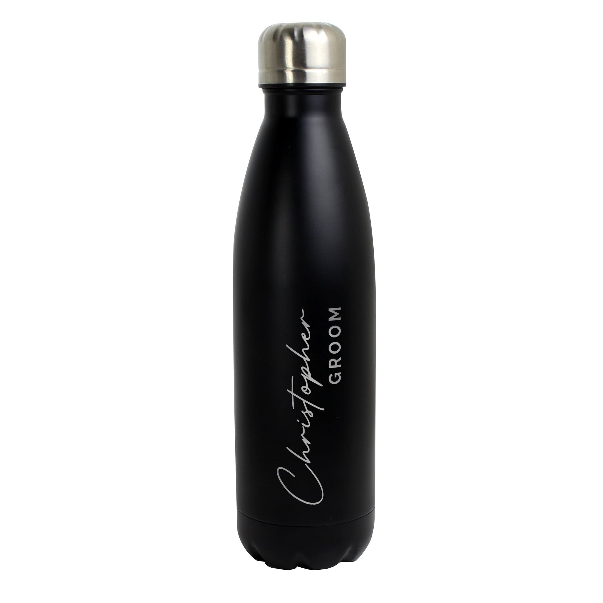 Personalised Two Lines Black Metal Insulated Drinks Bottle: 5 - Water Bottles By Gift Moments