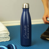Personalised Two Lines Navy Metal Insulated Drinks Bottle: 4 - Water Bottles By Gift Moments