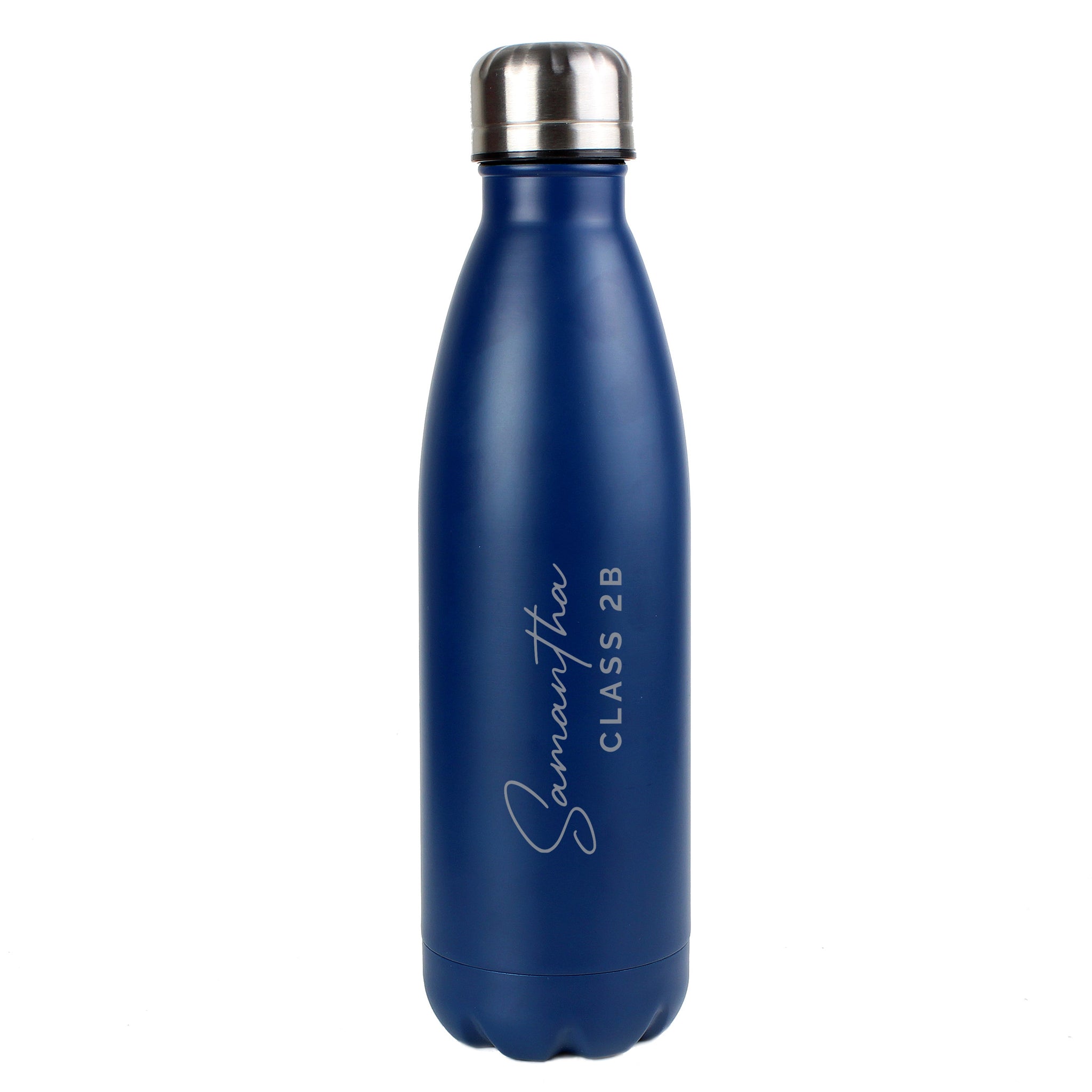 Personalised Two Lines Navy Metal Insulated Drinks Bottle: 5 - Water Bottles By Gift Moments