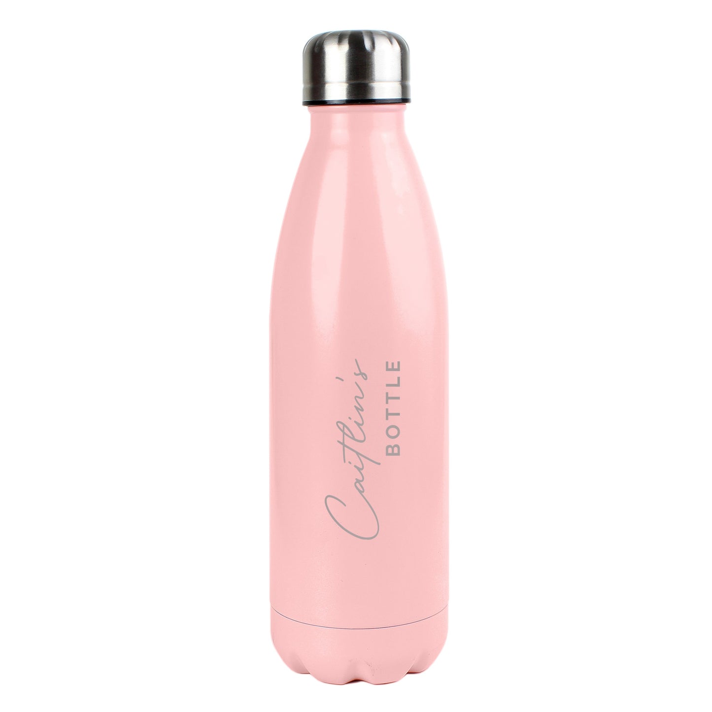 Personalised Two Lines Pink Metal Insulated Drinks Bottle: 5 - Water Bottles By Gift Moments