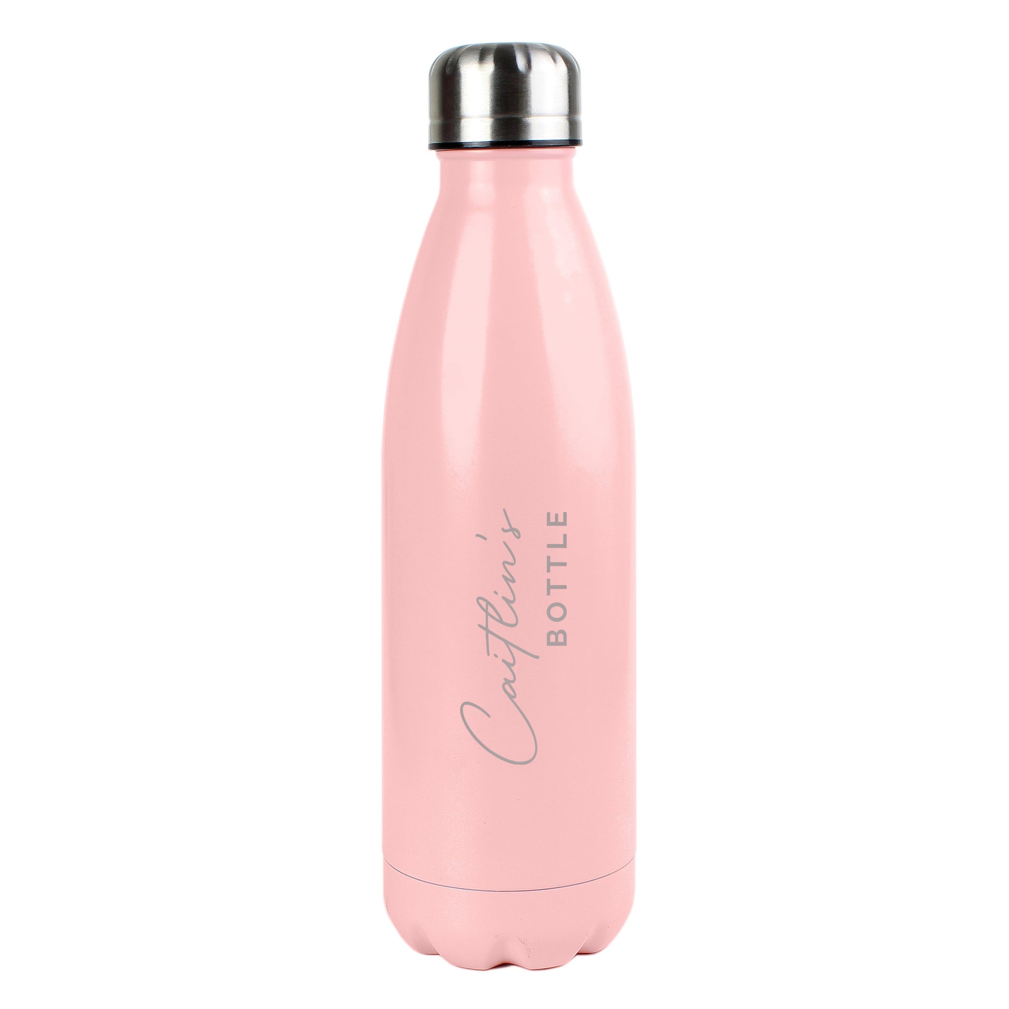 Personalised Two Lines Pink Metal Insulated Drinks Bottle: 5 - Water Bottles By Gift Moments