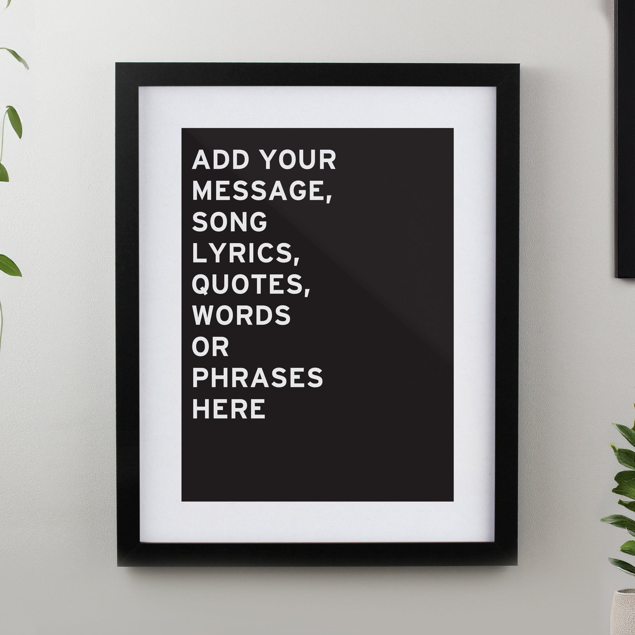 Personalised Typography Framed Prints: 2 - Black - Framed Prints By Gift Moments