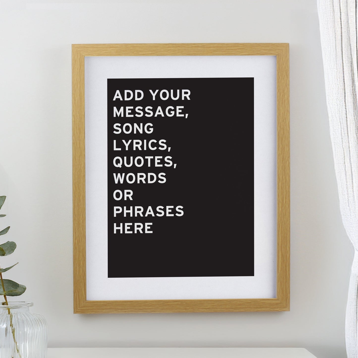 Personalised Typography Framed Prints: 1 - Oak - Framed Prints By Gift Moments