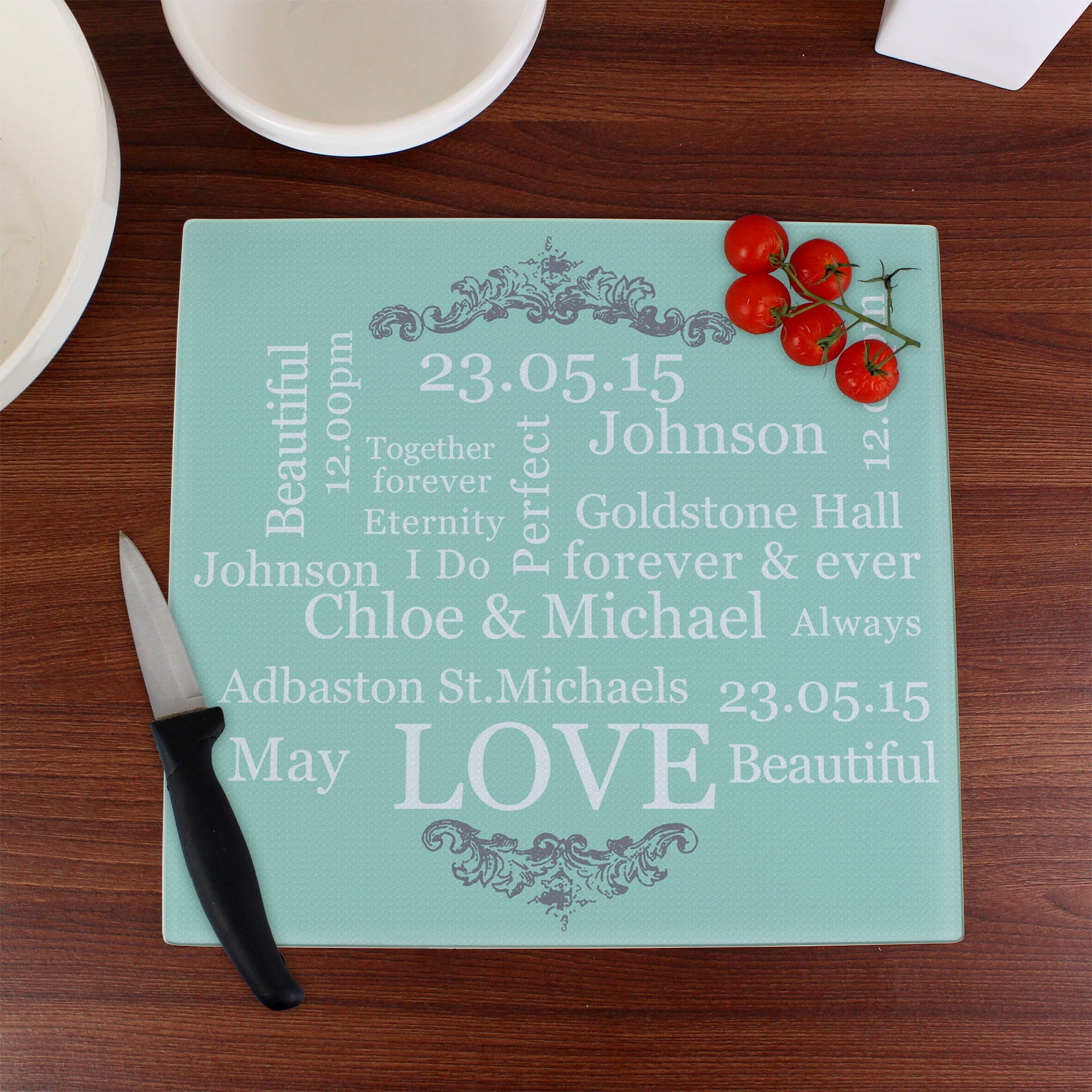 Personalised Typography Glass Chopping Board/Worktop Saver: 1 - Chopping Boards By Gift Moments