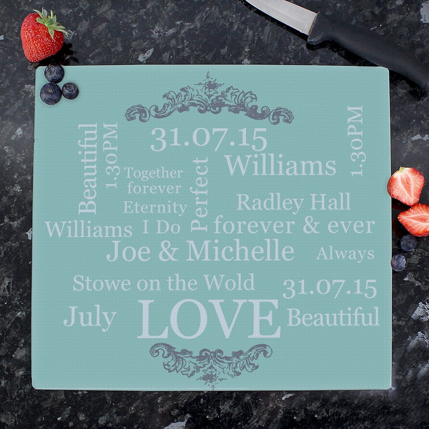 Personalised Typography Glass Chopping Board/Worktop Saver: 3 - Chopping Boards By Gift Moments