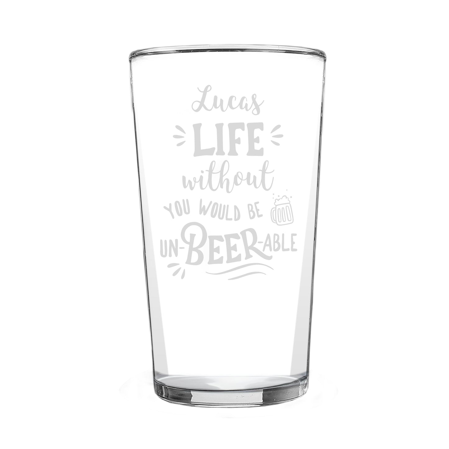 Personalised Un-beer-able Pint Glass: 5 - Beer Glasses By Gift Moments