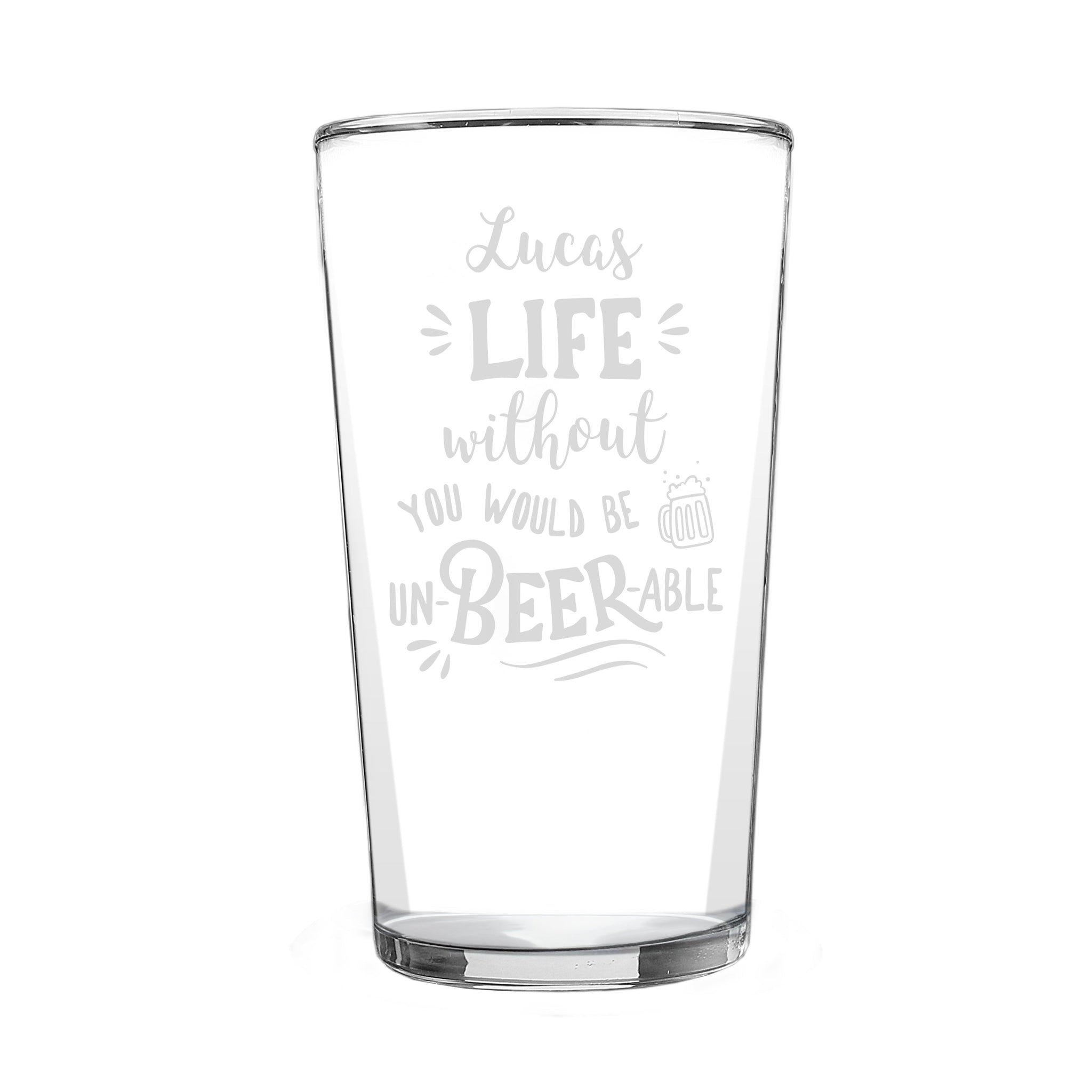 Personalised Un-beer-able Pint Glass: 5 - Beer Glasses By Gift Moments