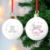 Personalised Unicorn Bauble: 5 - Christmas Baubles By Gift Moments