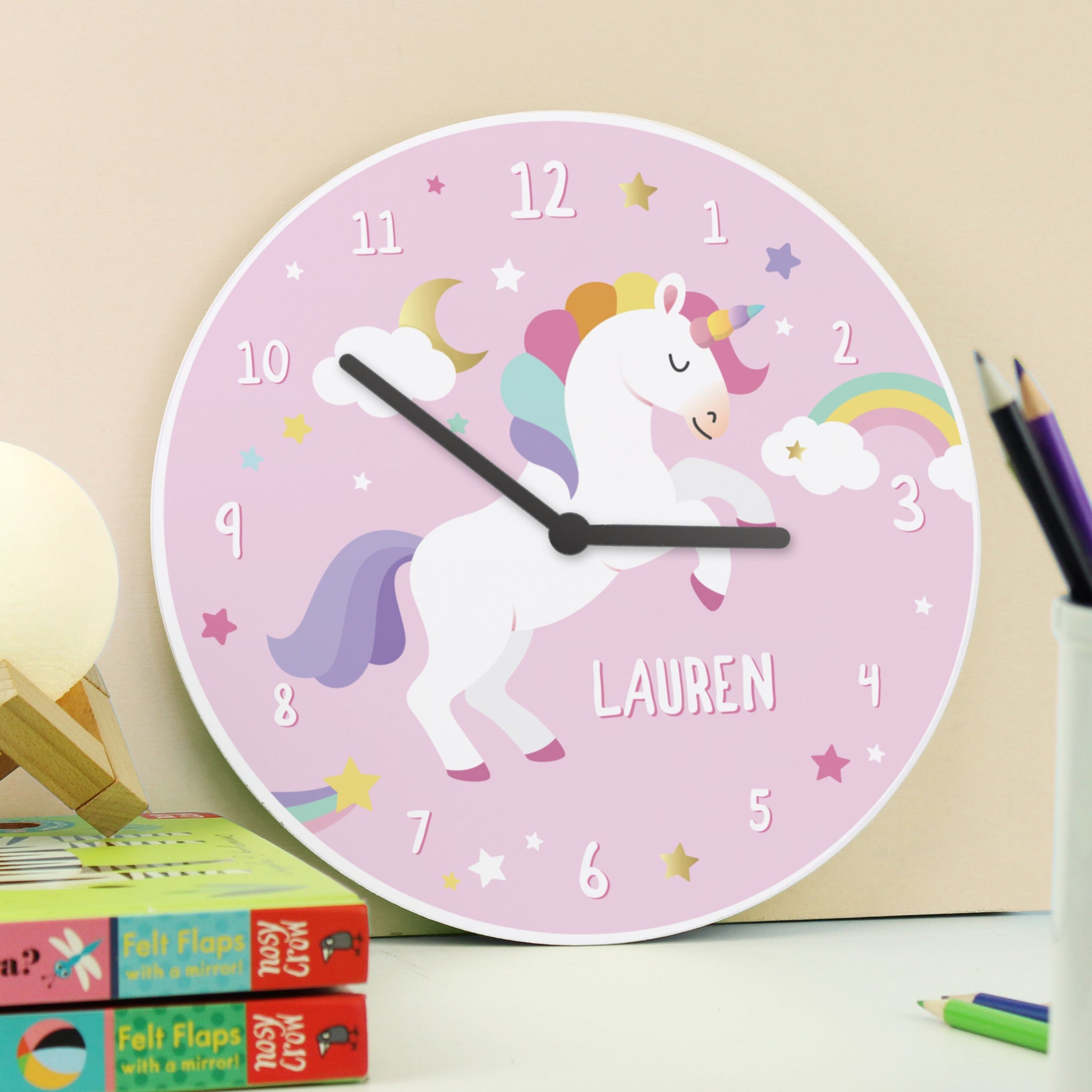 Personalised Unicorn Children’s Wall Clock: 3 - Clocks By Gift Moments