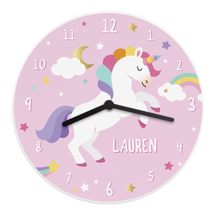 Personalised Unicorn Children’s Wall Clock: 5 - Clocks By Gift Moments