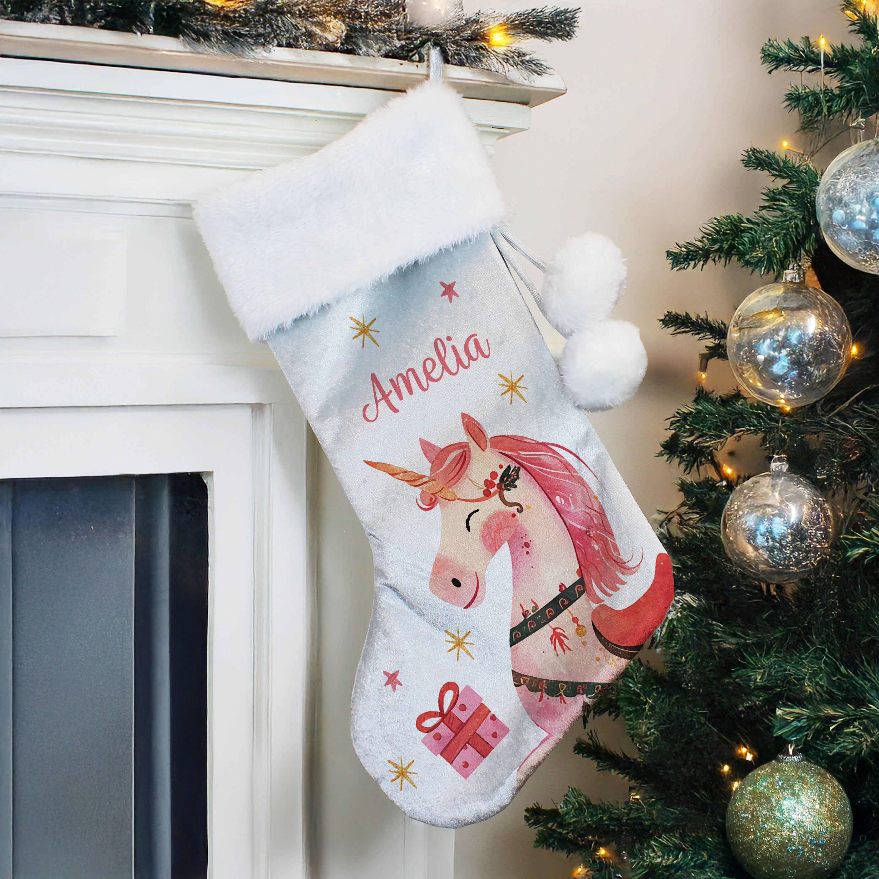 Personalised Unicorn Christmas Stocking - Shop Christmas Stockings At Gift Moments - 1