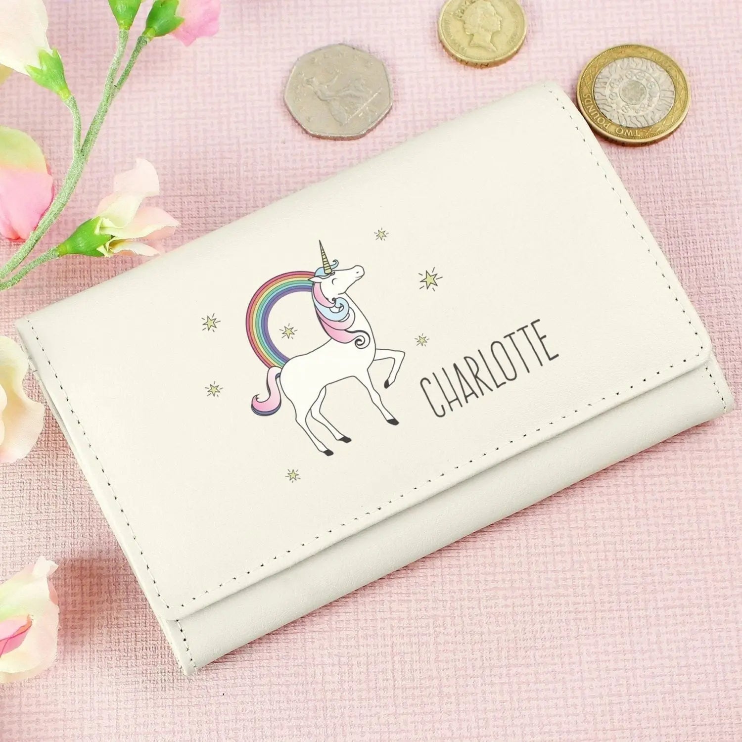 Personalised Unicorn Cream Purse: 1 - Bags & Purses By Gift Moments