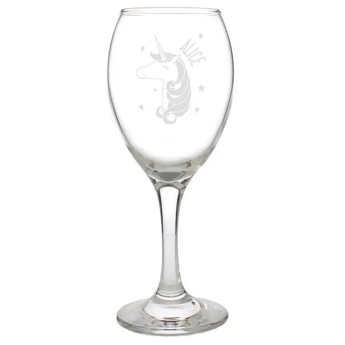 Personalised Unicorn Engraved Wine Glass: 2 - Wine Glasses By Gift Moments