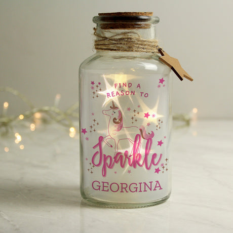 Personalised Unicorn LED Glass Jar: 2 - LED Lighting By Gift Moments
