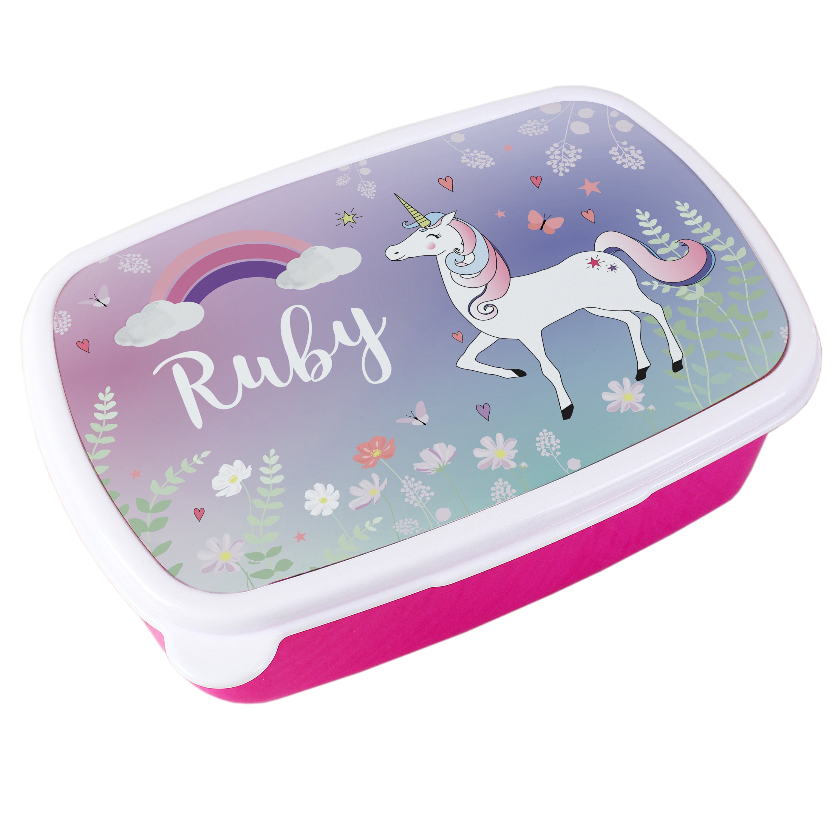 Personalised Unicorn Name Only Pink Lunch Box - Shop Lunch Boxes & Bags At Gift Moments - 5