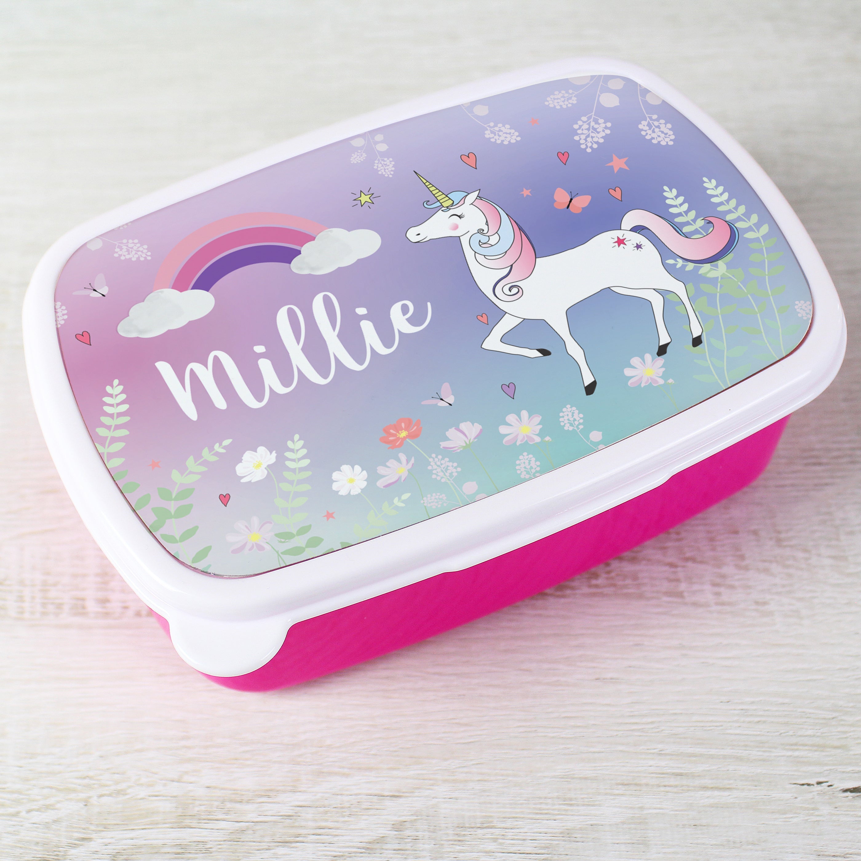 Personalised Unicorn Name Only Pink Lunch Box - Shop Lunch Boxes & Bags At Gift Moments - 4