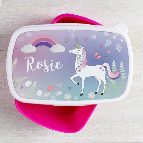 Personalised Unicorn Name Only Pink Lunch Box: 3 - Lunch Boxes & Bags By Gift Moments