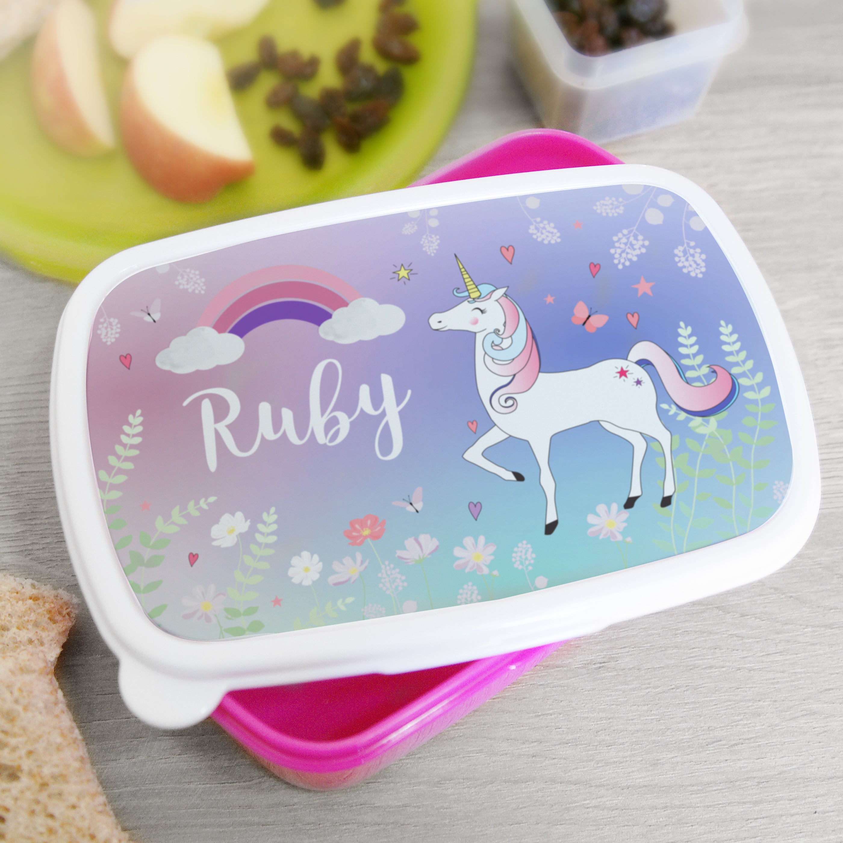 Personalised Unicorn Name Only Pink Lunch Box - Shop Lunch Boxes & Bags At Gift Moments - 1