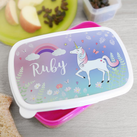 Personalised Unicorn Name Only Pink Lunch Box: 1 - Lunch Boxes & Bags By Gift Moments