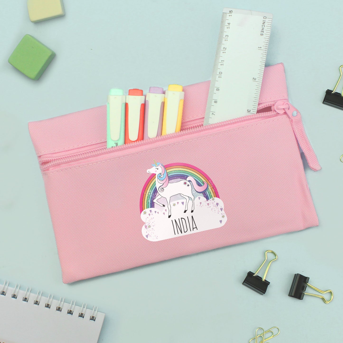 Personalised Unicorn Pink Pencil Case: 3 - Pencil Cases & Sets By Gift Moments