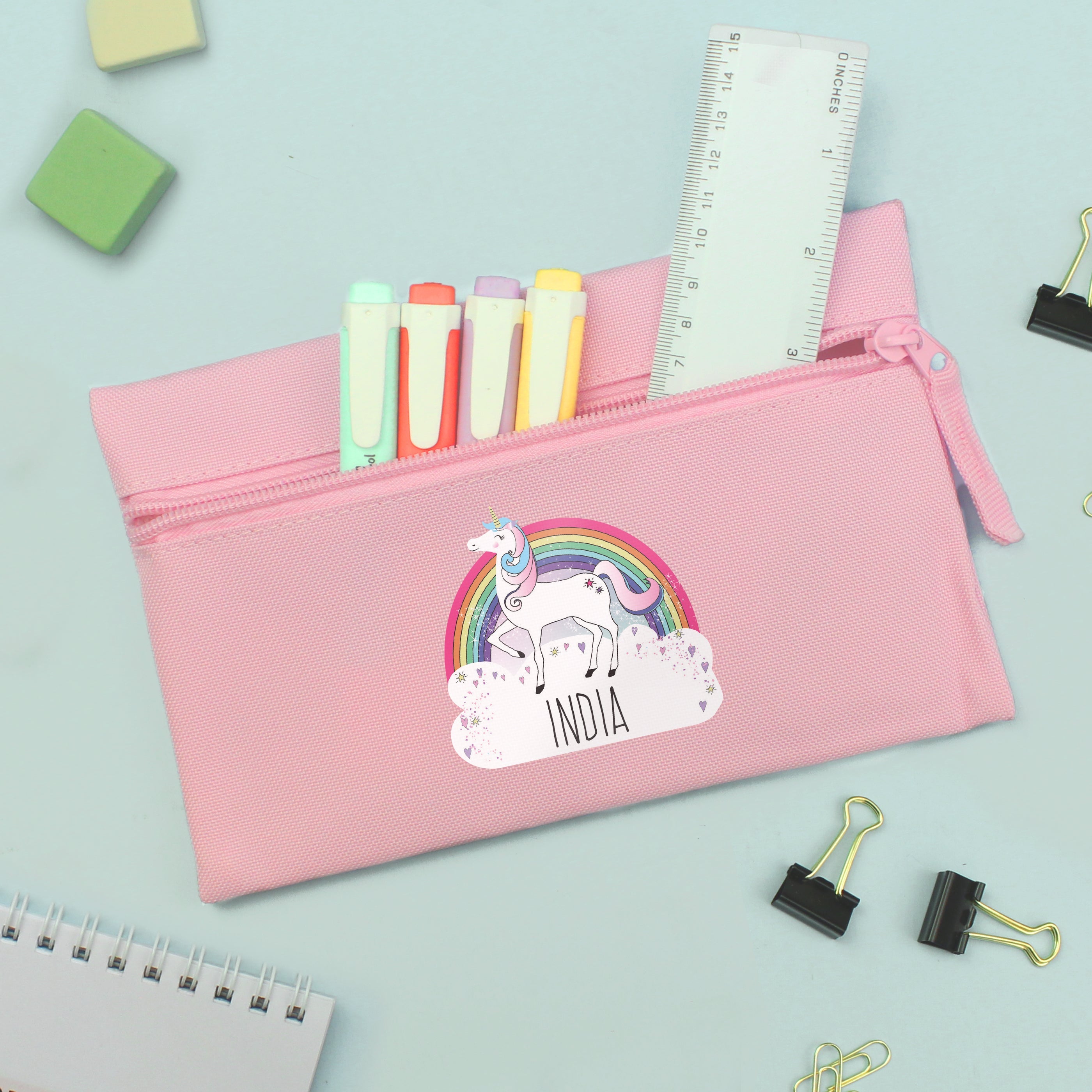 Personalised Unicorn Pink Pencil Case - Shop Pencil Cases & Sets At Gift Moments - 3