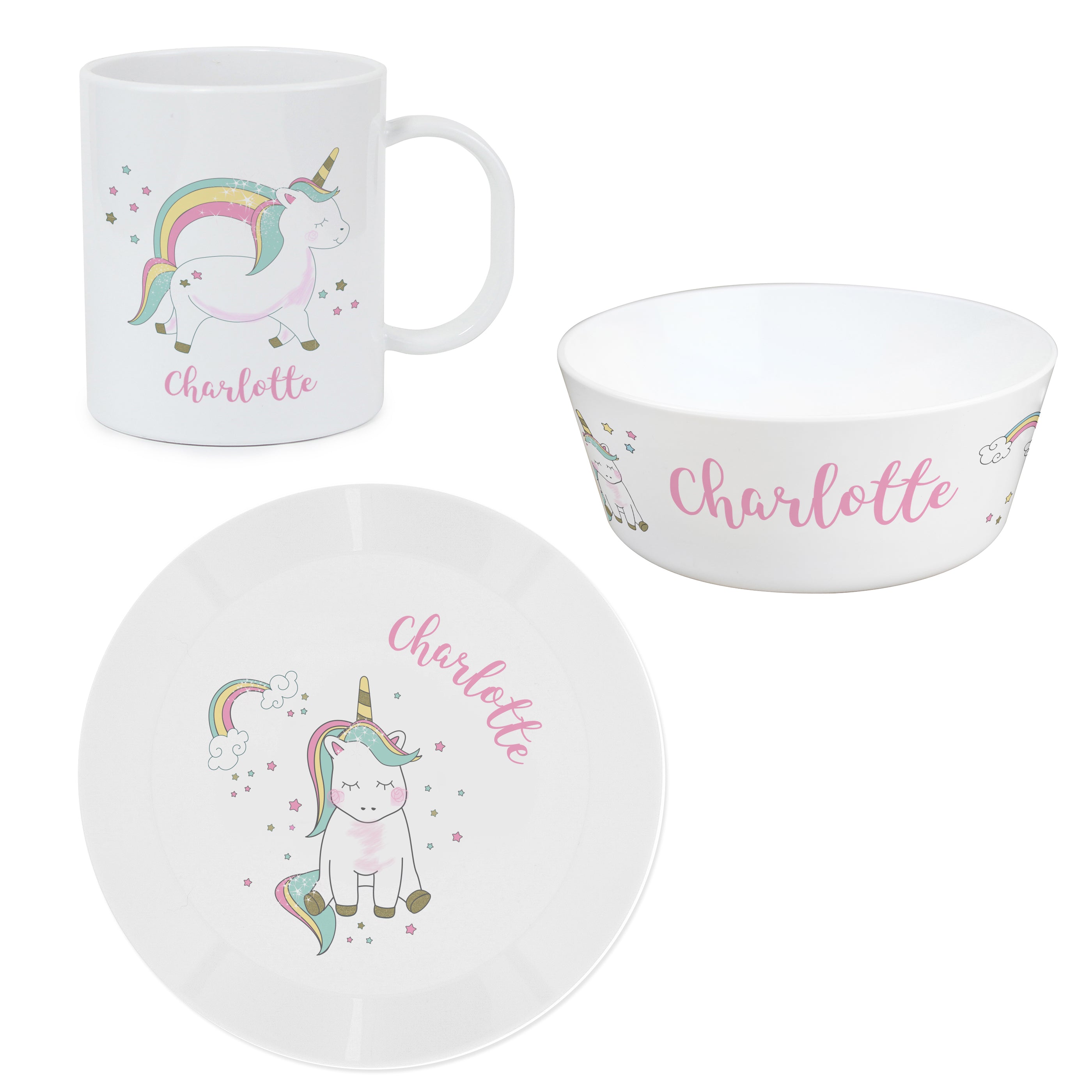 Personalised Unicorn Plastic Breakfast Set - Shop Tableware At Gift Moments - 3