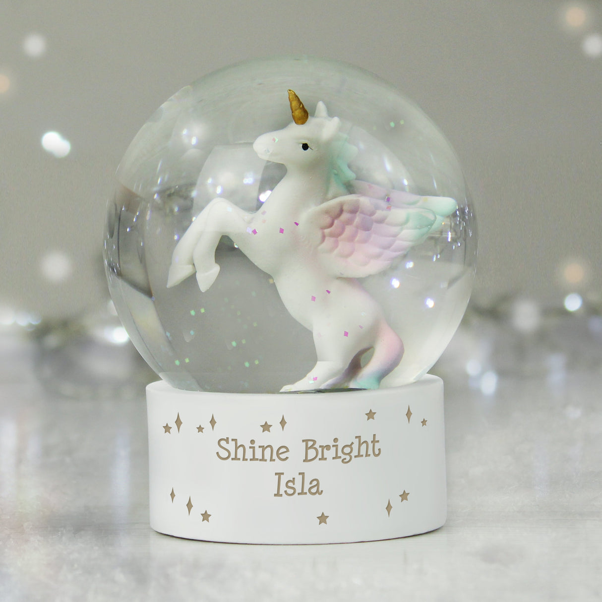 Personalised Unicorn Snow Globe: 1 Snow Globes By Gift Moments