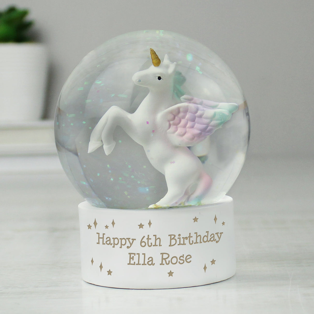 Personalised Unicorn Snow Globe: 4 Snow Globes By Gift Moments