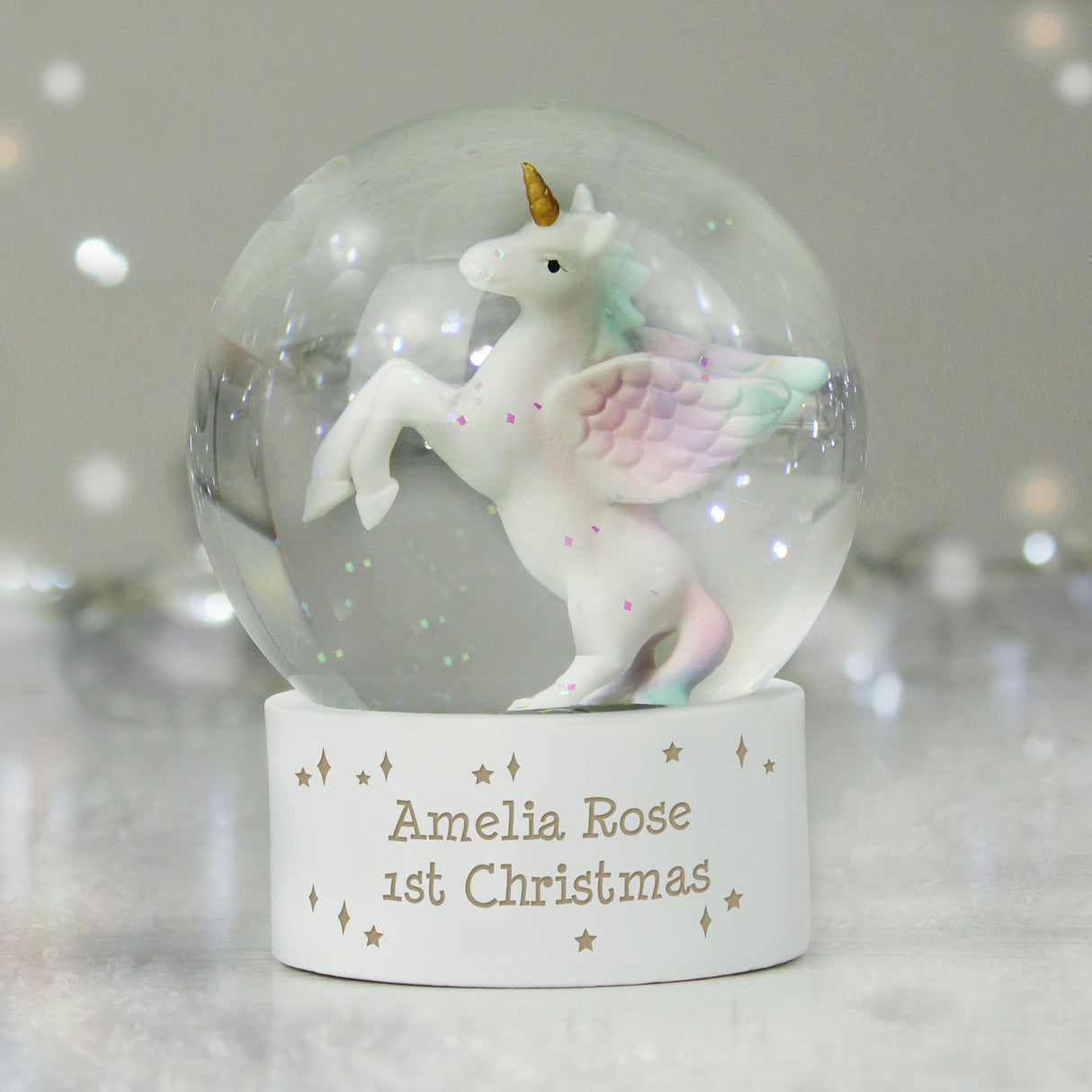 Personalised Unicorn Snow Globe: 2 Snow Globes By Gift Moments