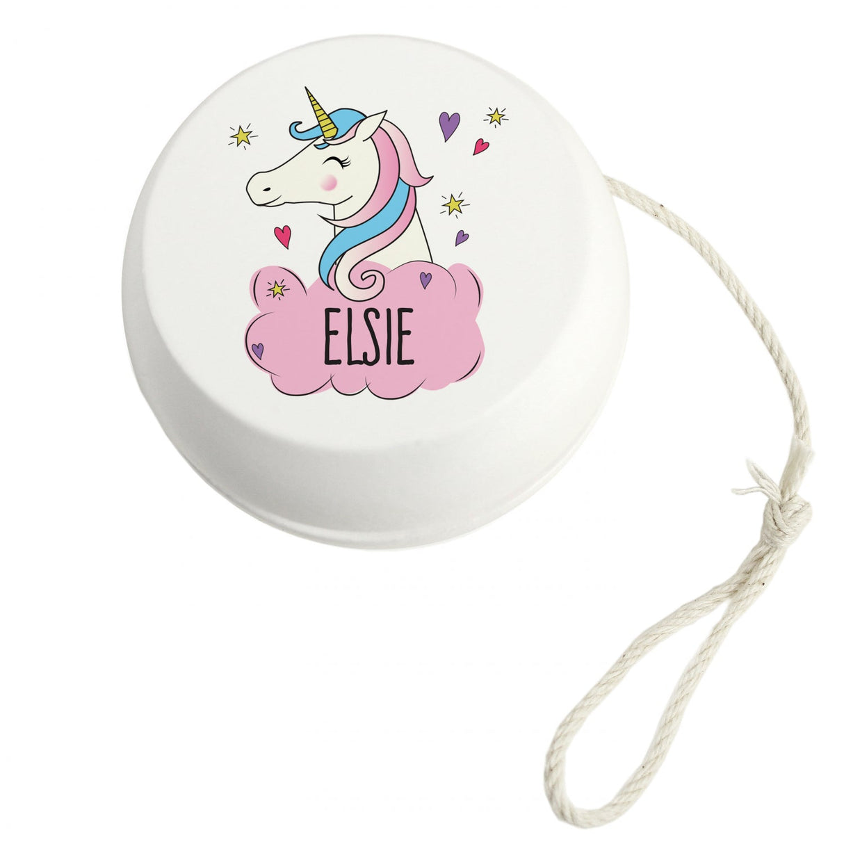 Personalised Unicorn White Wooden Yoyo: 3 Toys By Gift Moments