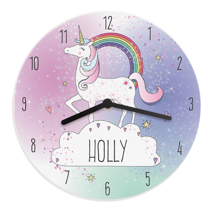 Personalised Unicorn Wooden Clock: 5 - Clocks By Gift Moments