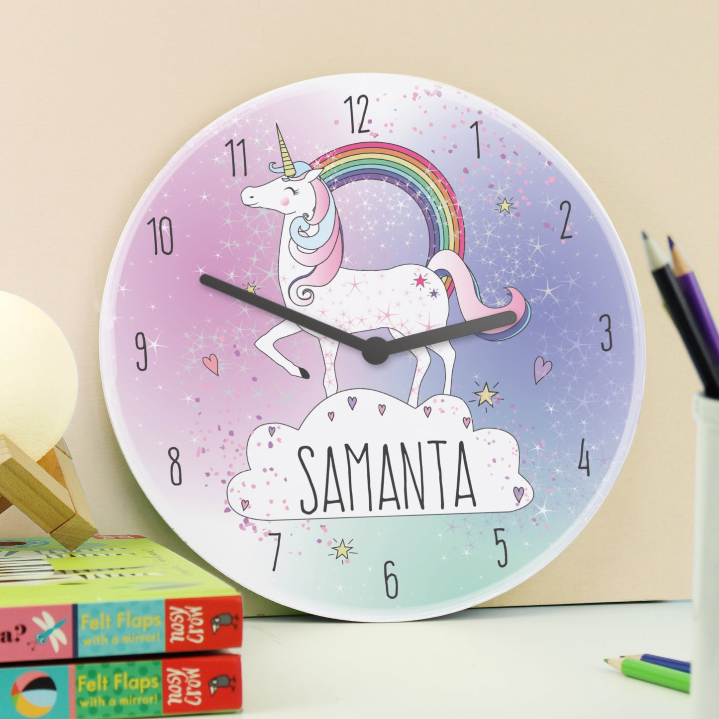 Personalised Unicorn Wooden Clock: 1 - Clocks By Gift Moments