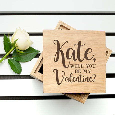 Personalised Be My Valentine Oak Photo Cube: 1 Photo Cubes By Gift Moments