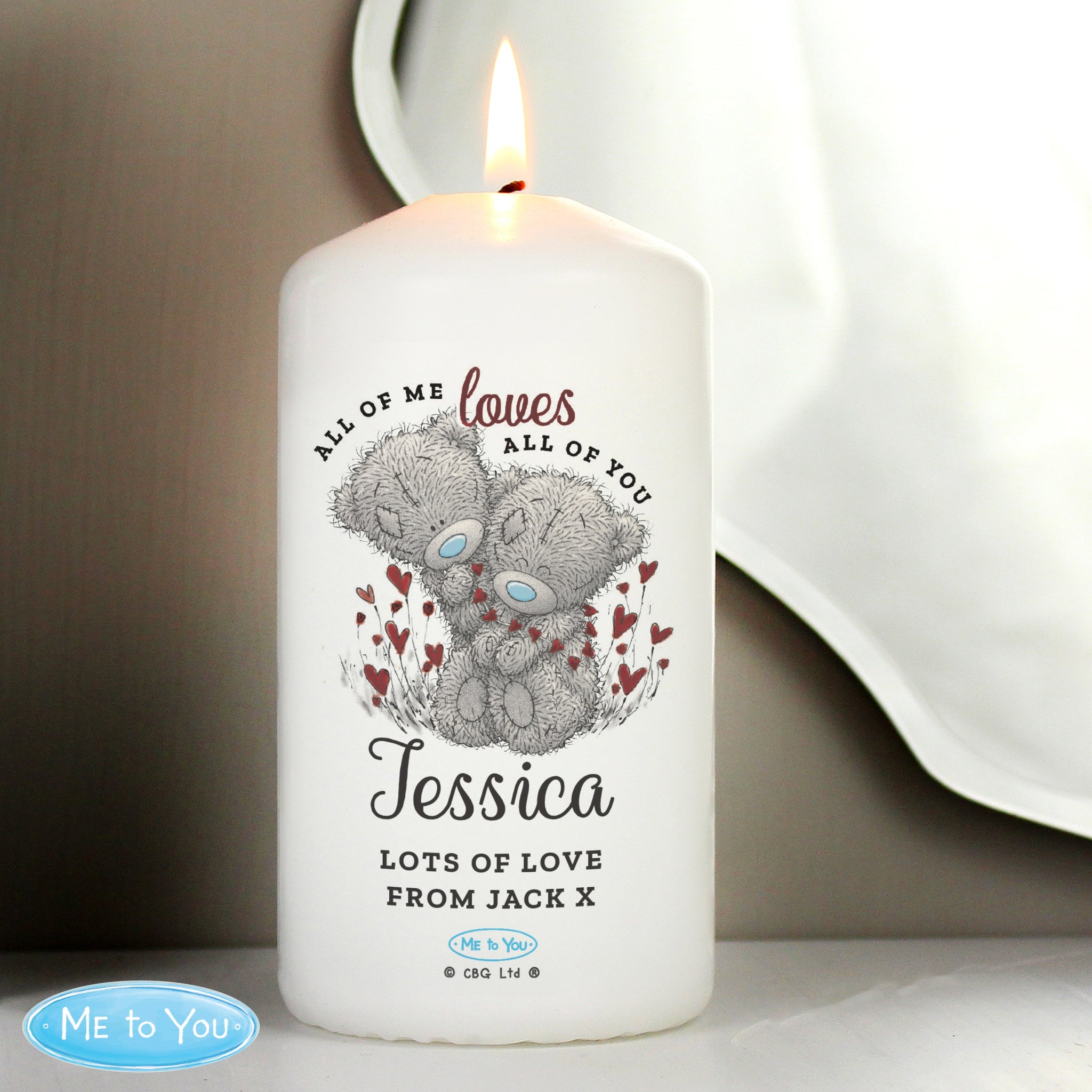 Personalised Me to You Valentine Pillar Candle: 2 - Candles