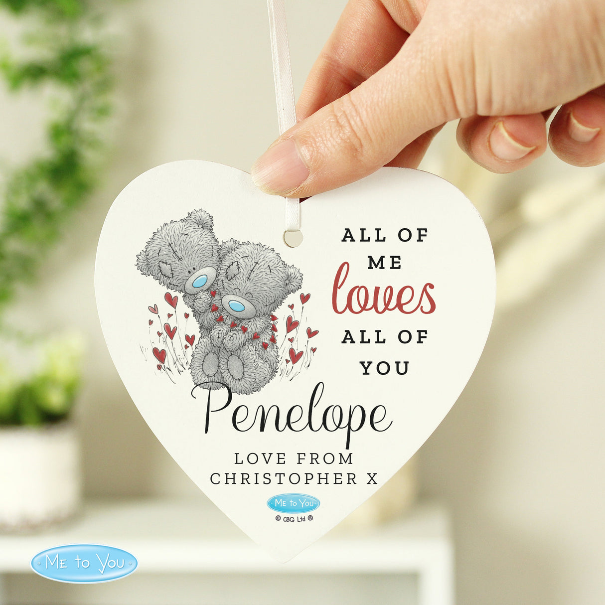 Personalised Me to You Valentine Wooden Heart Decoration: 2 - Decorations