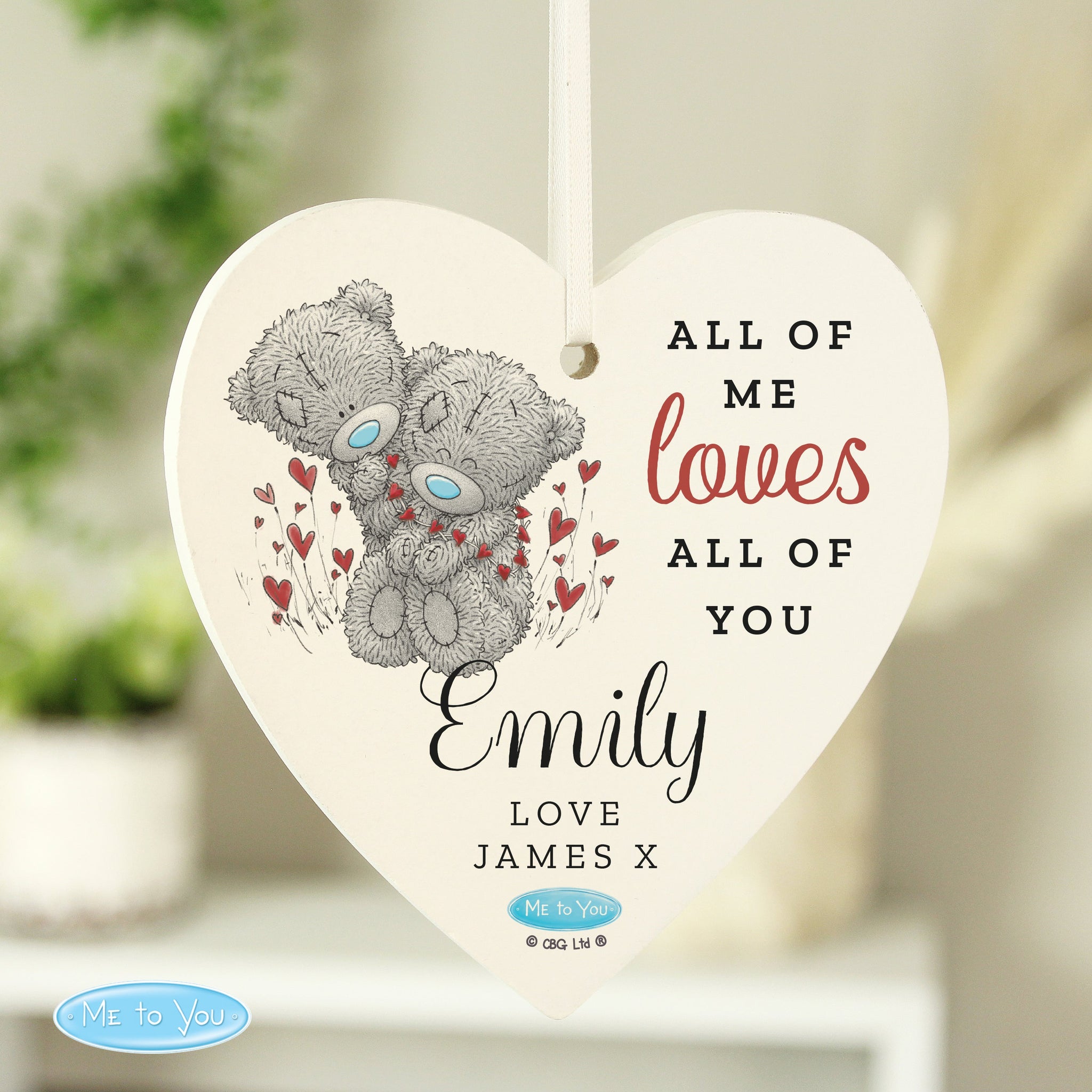 Personalised Me to You Valentine Wooden Heart Decoration: 1 - Decorations