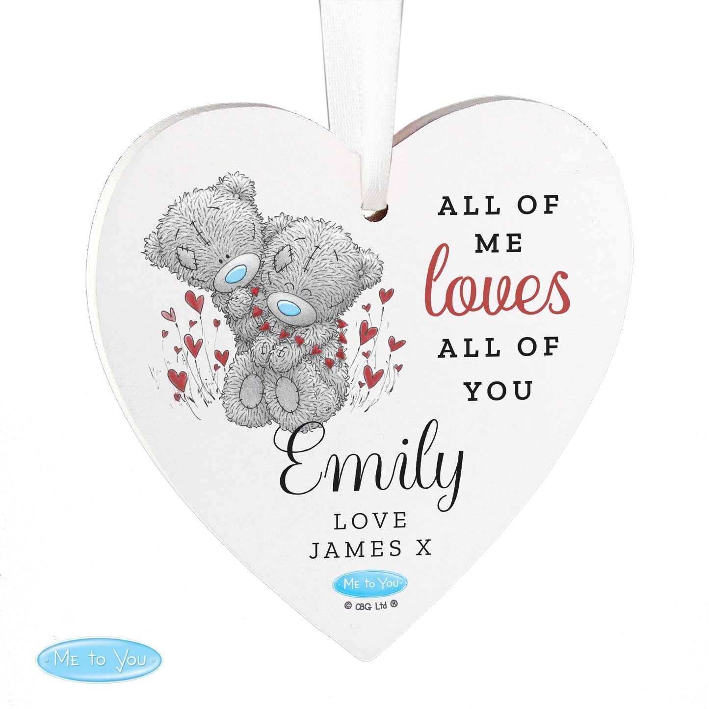 Personalised Me to You Valentine Wooden Heart Decoration: 3 - Decorations