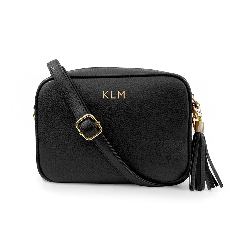 Personalised Vegan Leather Crossbody Bag in Black: 3 - Bags & Purses By Gift Moments